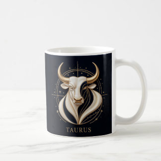 Caneca De Café ♉ Touro Elegante Zodíaco Touro Dourado Astrologia
