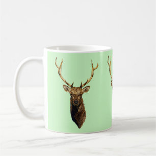 Caneca De Café Touro Elk Cabeça Natureza animal Arte selvagem