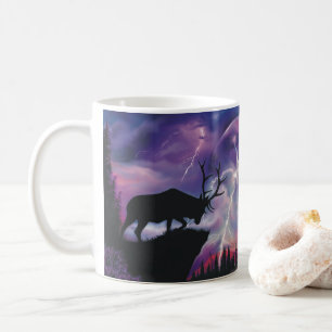 Caneca De Café Touro Elk Superando A Tempestade De Relâmpago!