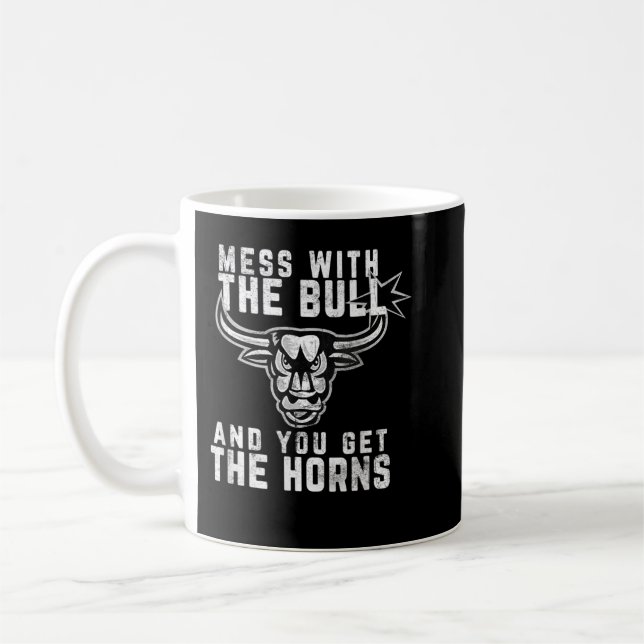 Caneca De Café Touro Engraçado - Mess Com O Touro E Você Tem O Ho (Esquerda)