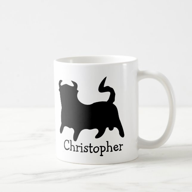 Caneca De Café Touro Preto Design Personalizado (Direita)