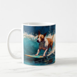 Caneca De Café Touro Terrier Beach Surfing Painting