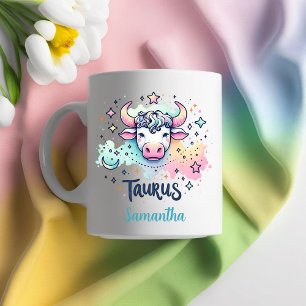 Caneca De Café Touro Touro Colorido Personalizado Astrologia Zoda