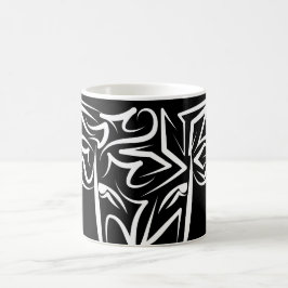 Caneca De Café Touro Tribal Negro e Branco / Ox