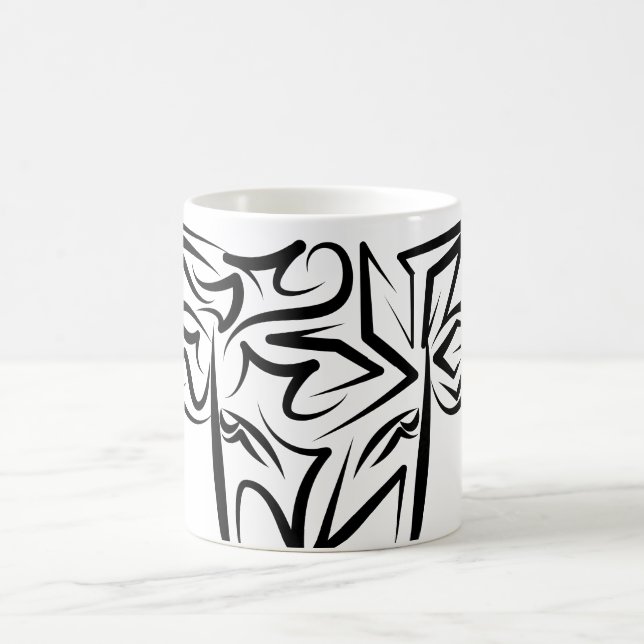 Caneca De Café Touro Tribal Negro e Branco / Ox (Centro)