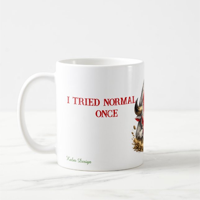 Caneca De Café Touro Vermelho e Branco (Esquerda)