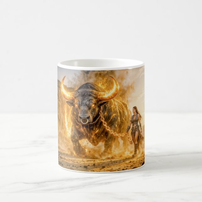 Caneca De Café Touro Zodíaco com Guerreiro Liderando um Celeste F (Centro)