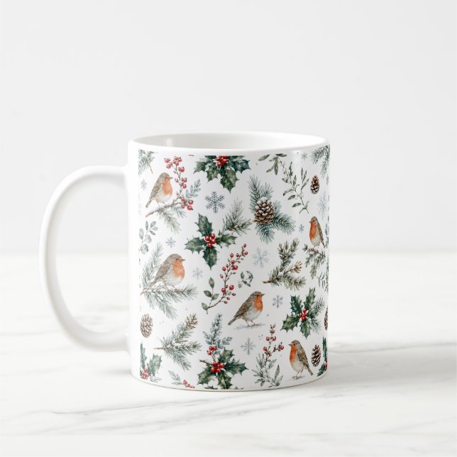 Caneca De Café Toutinegra de Inverno Cone de Pinheiro Azevinho Na (Esquerda)