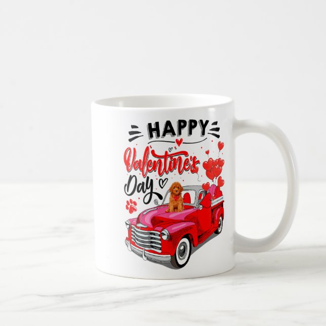 Caneca De Café Toy Odle Heart Red Truck Happy Valentine Day Dog  (Direita)