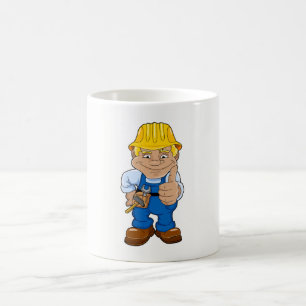 Caneca De Café Trabalhador Com Capacete de Proteção