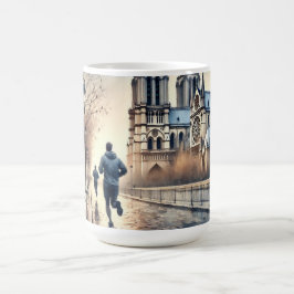 Caneca De Café Trabalhando em Paris França — Pintura Watercolor