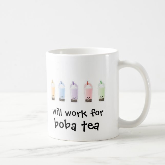 Caneca De Café Trabalhará para o chá de Boba [personalize sua (Direita)
