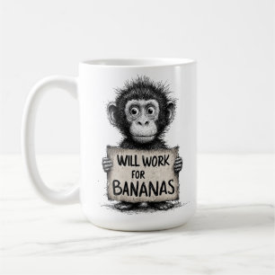 Caneca De Café Trabalhará por Bananas - Esboço Humorístico de Mac