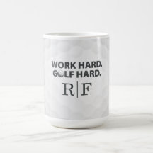 Trabalhe Duro Golfe Duro Monograma Estilo Retro