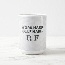 Caneca De Café Trabalhe Duro Golfe Duro Monograma Estilo Retro
