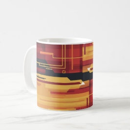 Caneca De Café trabalho de arte abstrato digital com tons vermelh