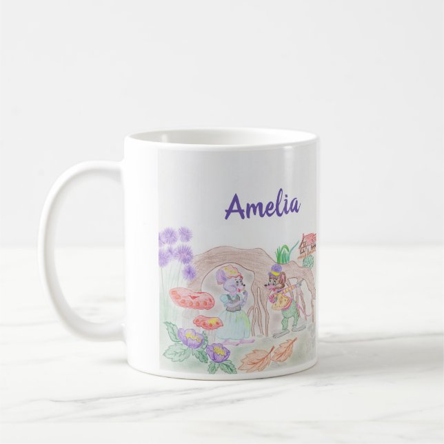 Caneca De Café Trabalho de arte de Crianças Personalizadas, dois  (Esquerda)