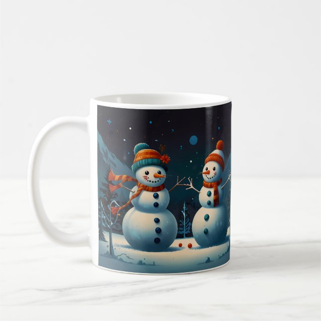 Caneca De Café Trabalho de arte de Natal de Snowman (Esquerda)