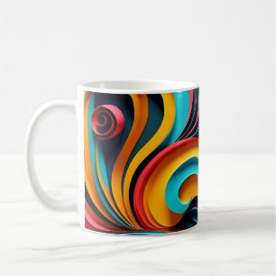 Caneca De Café Trabalho de arte de Ondas Coloridas Cortadas de Pa