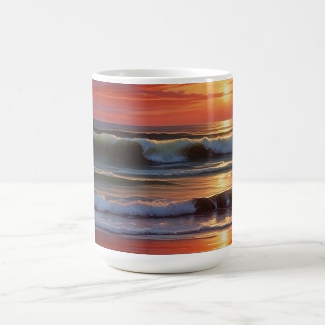 Caneca De Café Trabalho de arte de Paisagem do Mar Vermelho Sunse (Centro)