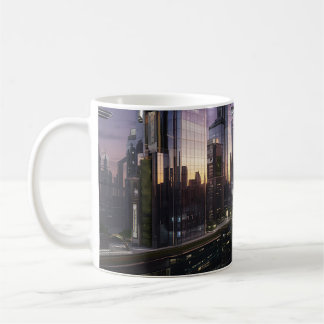 Caneca De Café Trabalho de arte de paisagem urbana futurística