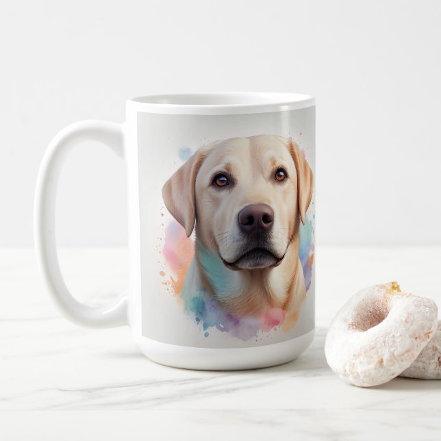 Caneca De Café Trabalho de arte de retriever de Labrador Magnétic (Com Donut)
