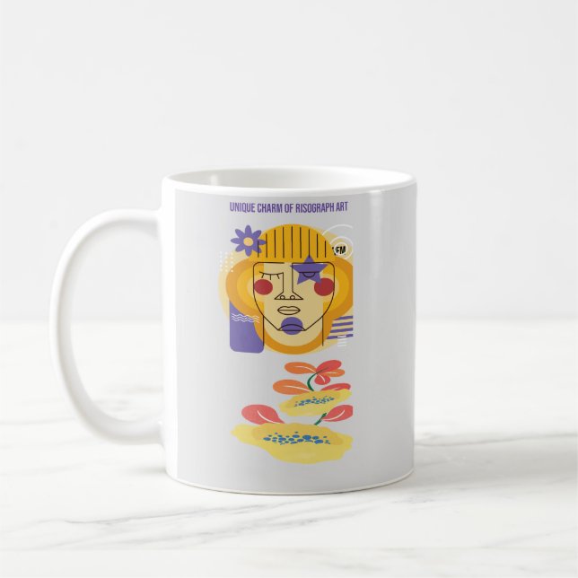 Caneca De Café Trabalho de arte de risógrafo personalizado (Esquerda)