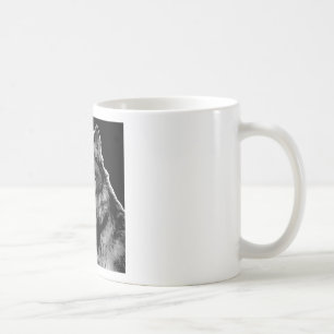 Caneca De Café Trabalho de arte do Lobo Negro e Branco