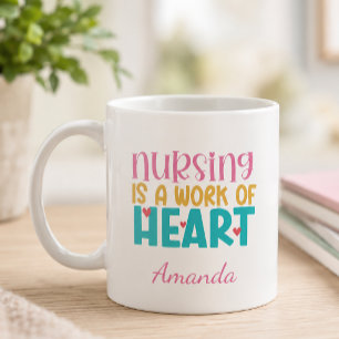 Caneca De Café Trabalho Personalizado de Enfermagem de Coração