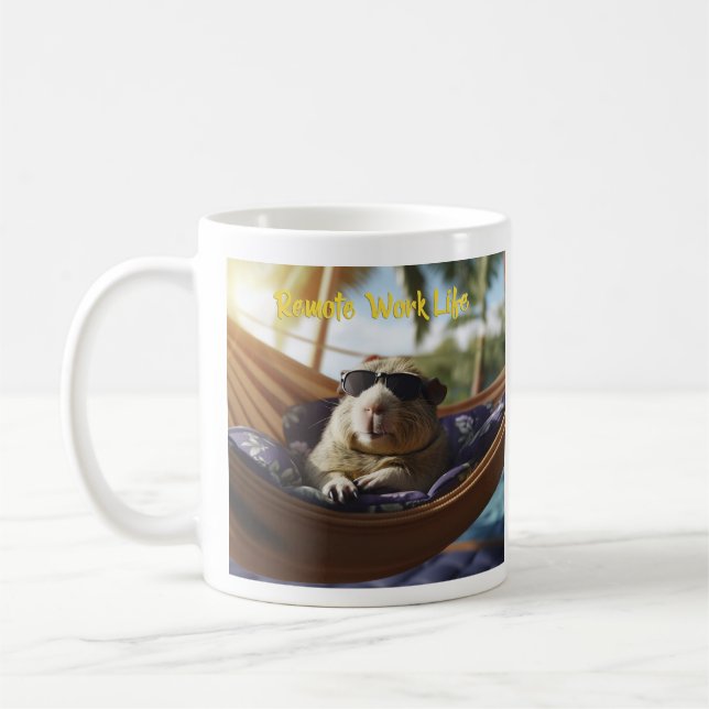 Caneca De Café Trabalho Remoto Hammock Guiné Pig Coffee Mug (Esquerda)