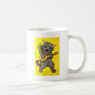 Caneca De Café Trabalhos de arte do gato do Ukulele de Louis Wain