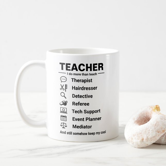 Caneca De Café Trabalhos Divertidos de Professor  (Com Donut)