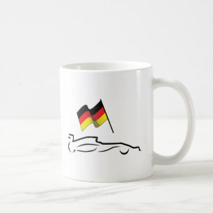Caneca De Café Traçado da linha do carro de corrida com bandeira 