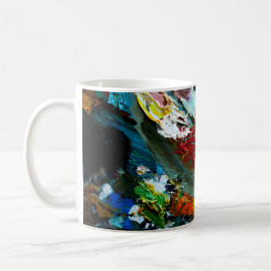 Caneca De Café traçados multicoloridos de tinta a óleo no artista