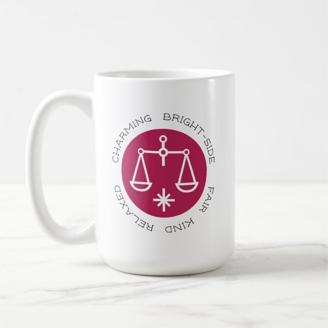 Caneca De Café Traço de Personalidade do Sinal Zodiac - Libra Ros (Esquerda)