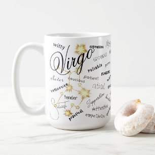 Caneca De Café Traços de Astronomia do Zodíaco de Virgem Texto da
