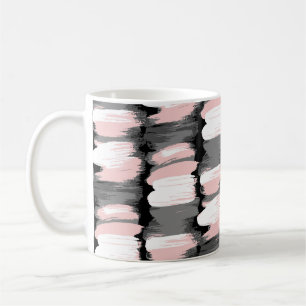 Caneca De Café Traços de pincel, decoração cor-de-rosa-cinza.