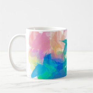 Caneca De Café Traços de Tinta Amarelo Azul Pêssego Amarelo