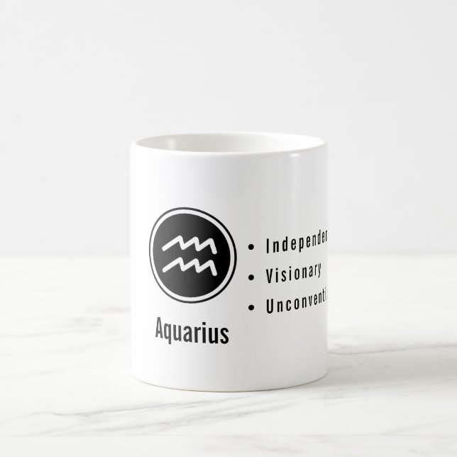 Caneca De Café Traços do Zodíaco de Aquário Astrologia Minimalist (Centro)
