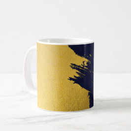 Caneca De Café Traços Dourados falsos com fundo azul Marinho