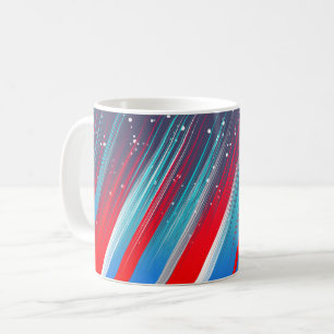 Caneca De Café Traços legal de Pincel Azul Vermelho Branco