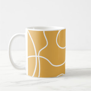 Caneca De Café Traços Mínimos de Linha Moderna Amarelo