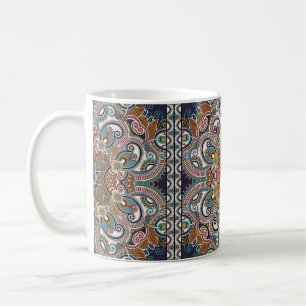 Caneca De Café Tradicional floral paisley bandana floral ornament