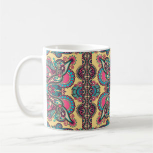 Caneca De Café Tradicional floral paisley bandana floral ornament