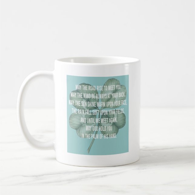 Caneca De Café Traditional Irish Blessing Four Leaf Clover Design (Esquerda)