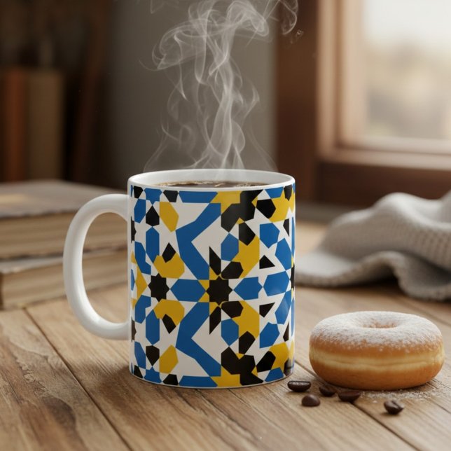 Caneca De Café Traditional Moroccan Zellige Geometric Pattern  (Criador carregado)