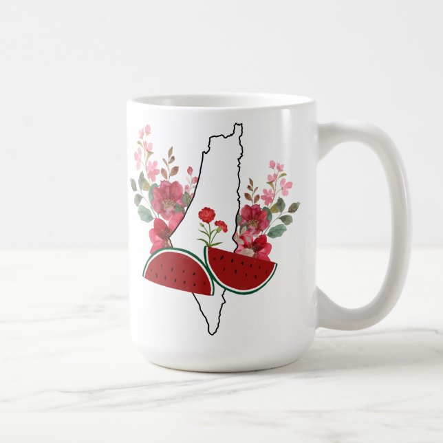 Caneca De Café Traditional Palestine elements in palestine map (Direita)