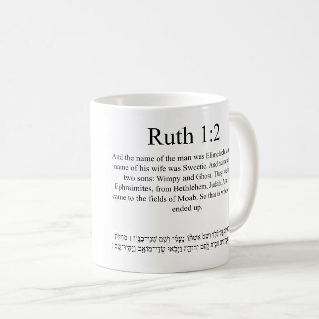 Caneca De Café Tradução de código aberto Ruth 1:2 (Frente Esquerda)