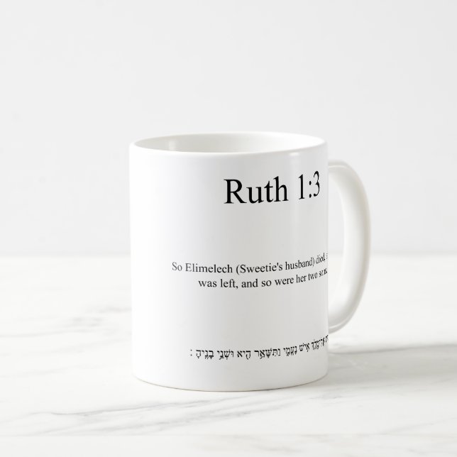 Caneca De Café Tradução de código aberto Ruth 1:3 Mug (Frente Esquerda)