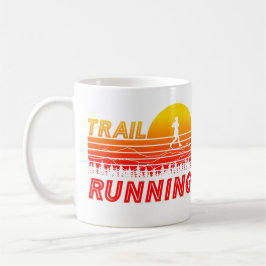 Caneca De Café Trail Running orangen Sonnenuntergang mit Bergen